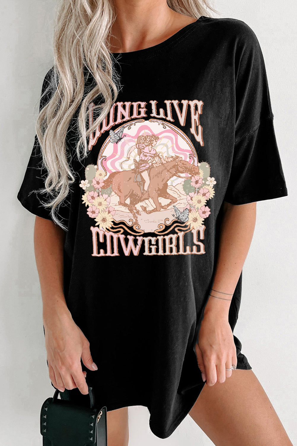 Long Live Cowgirls Morgan Wallen Inspired Oversize T-Shirt - Black