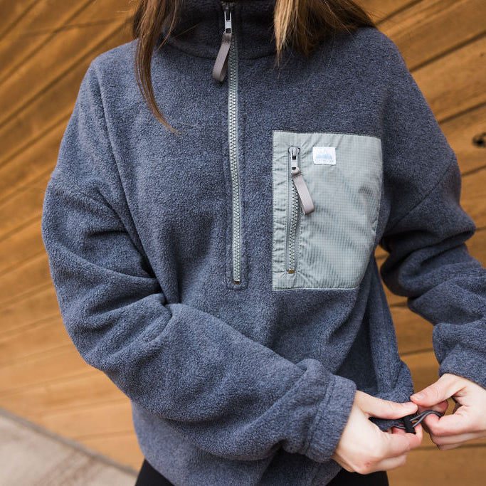Women's Cropped Fleece - 1/4 Zip (Shadow)