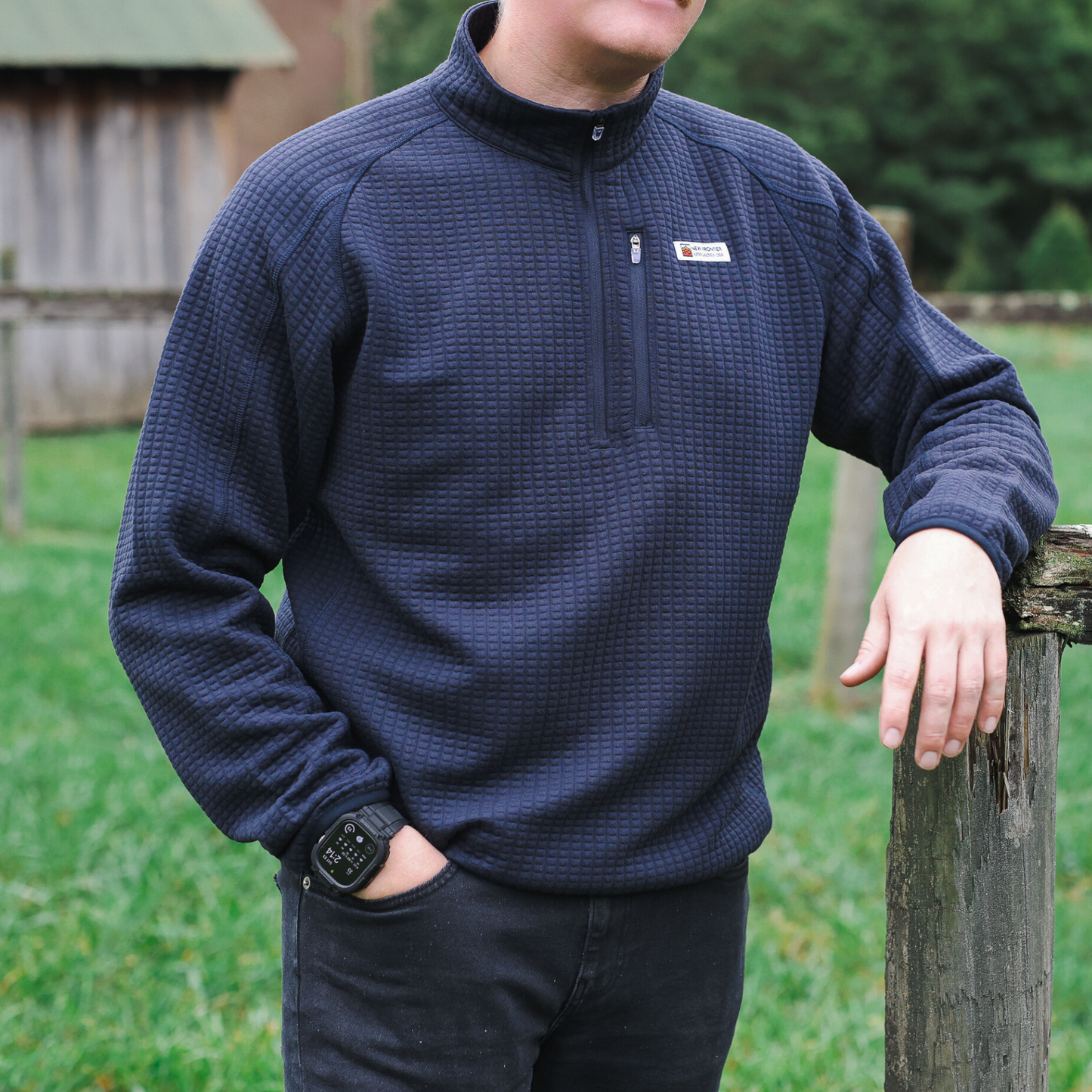 Men's Waffle 1/4 Zip Pullover (Navy)