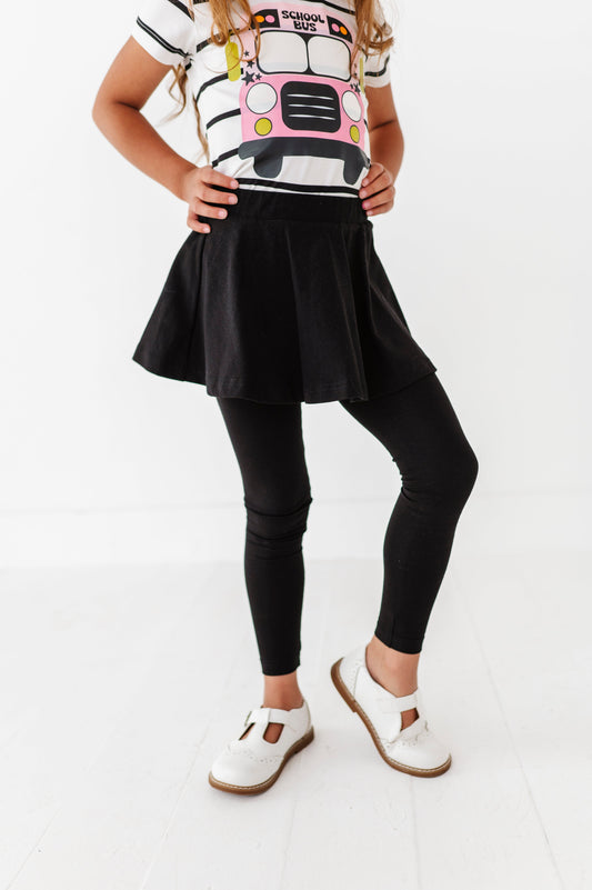 Black Skirted Slim Leggings