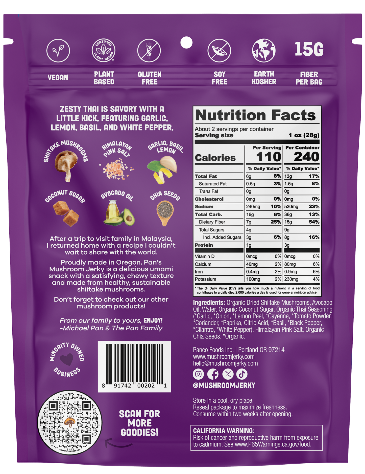 Zesty Thai Mushroom Jerky