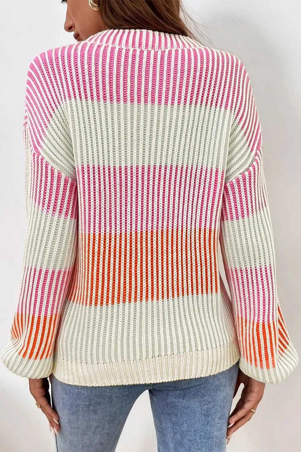 Striped Color Block Long Sleeve Sweater - 3 Color Options!