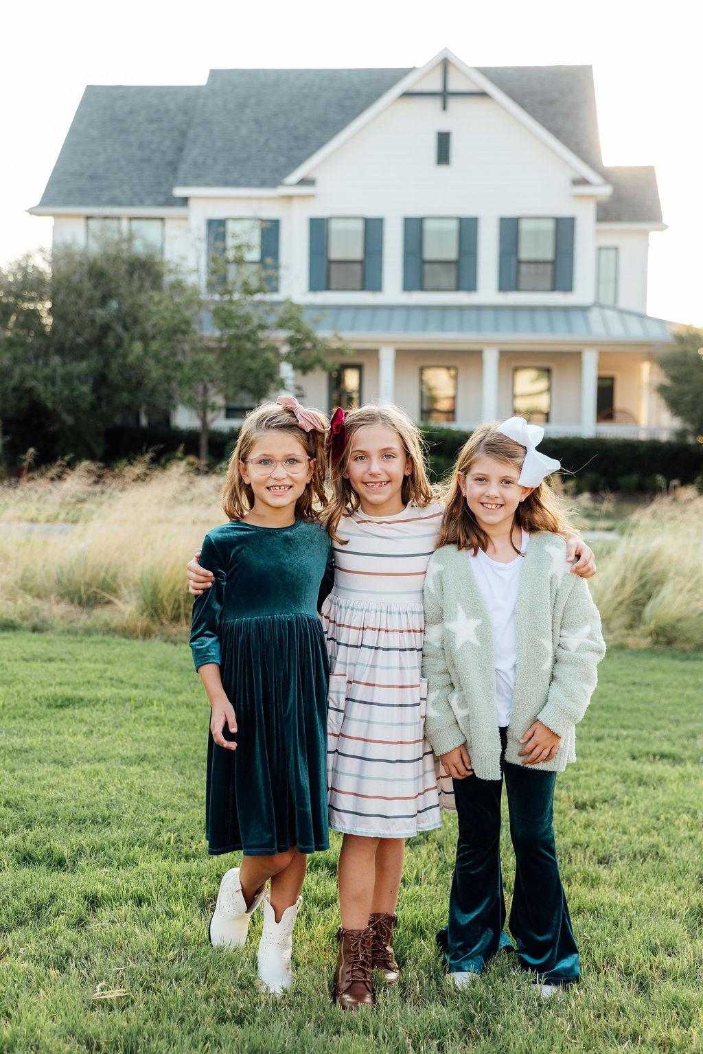 Denim Blue Velvet Bells