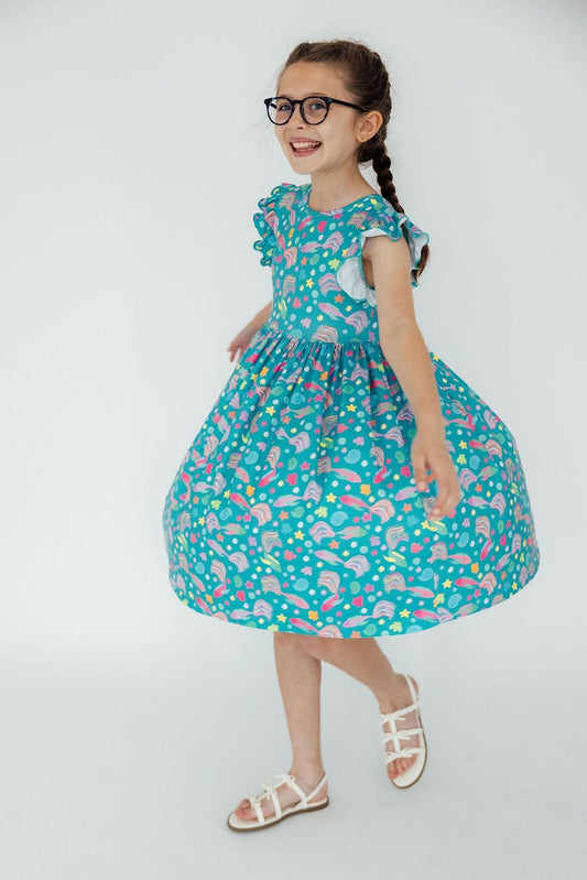 Betta Blooms Flutter Sleeve Twirl Dress