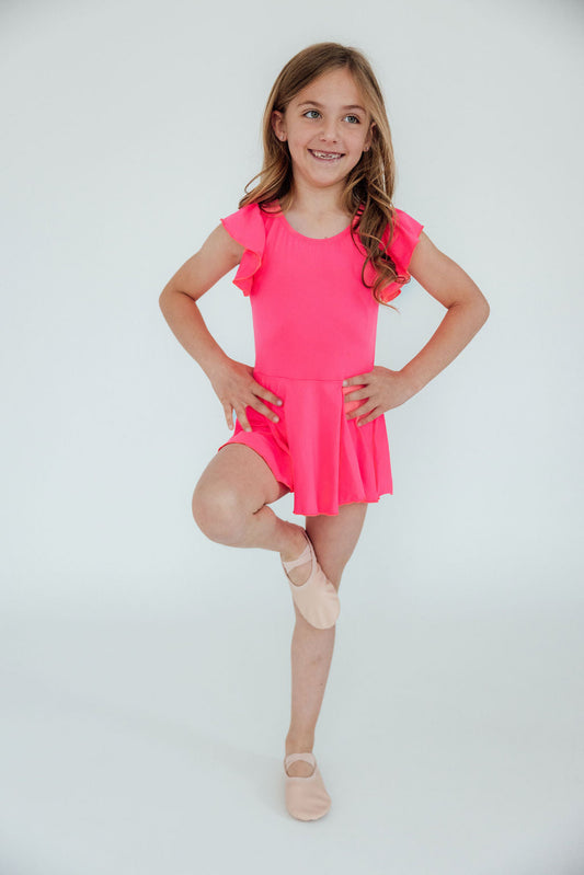 Neon Pink S/S Twirl Leotard
