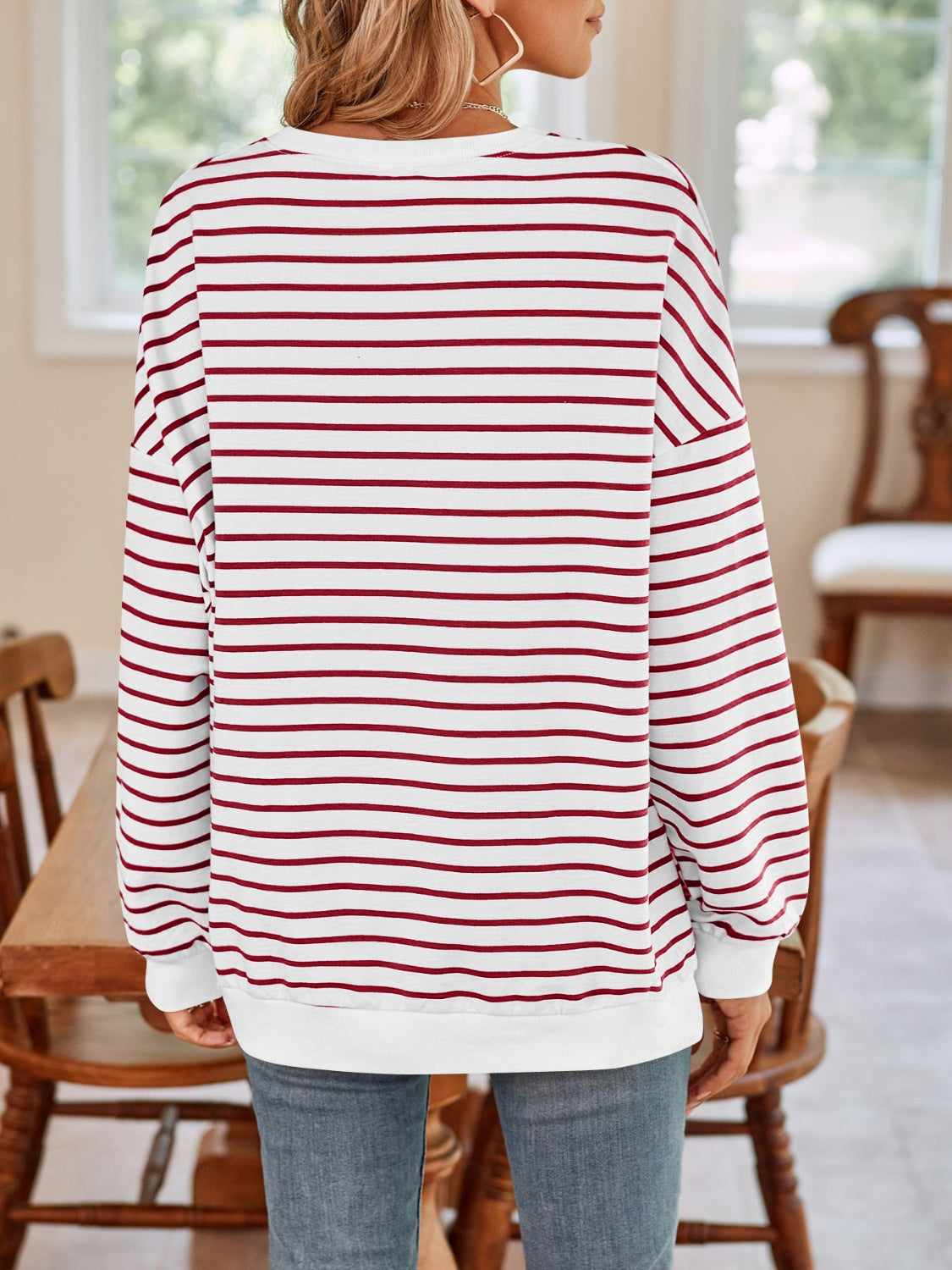 Simplee Striped Long Sleeve Sweatshirt