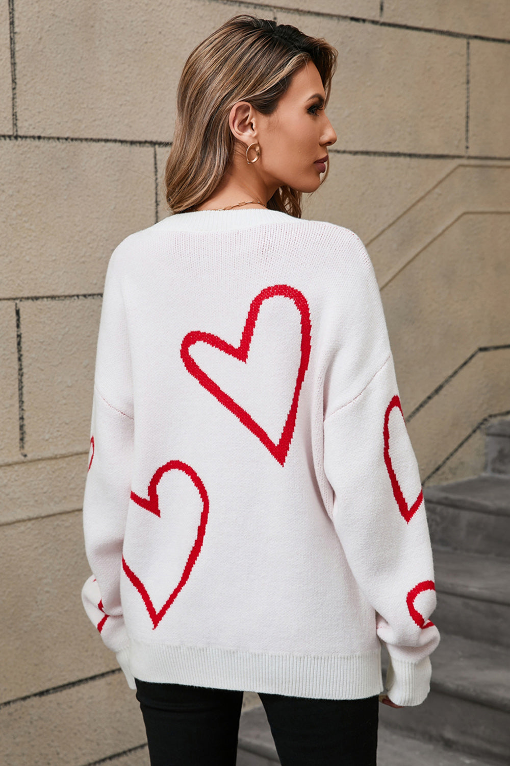 Heart Sweater - Red & White