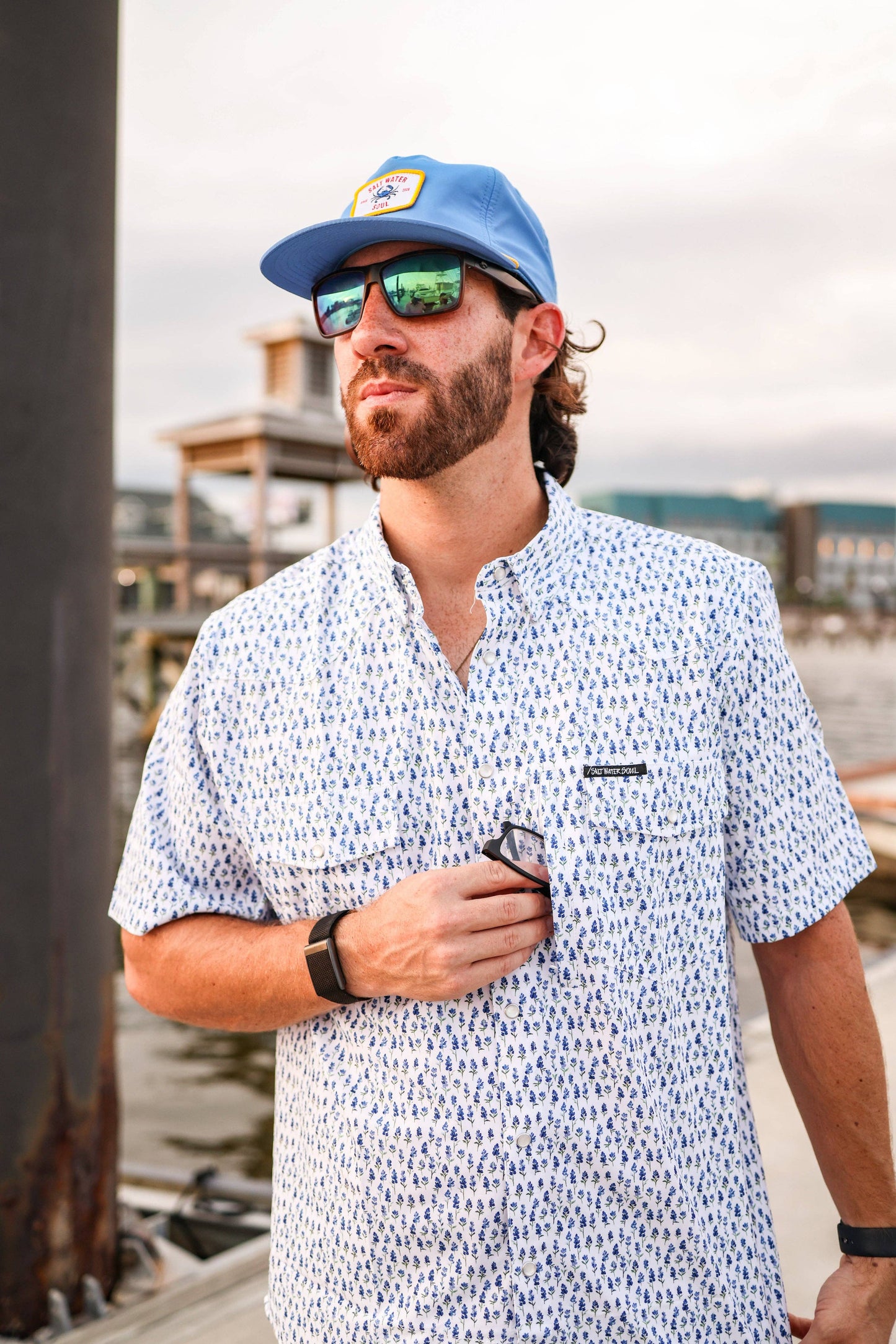 Bluebonnet Pearl Snap Fishing Shirt