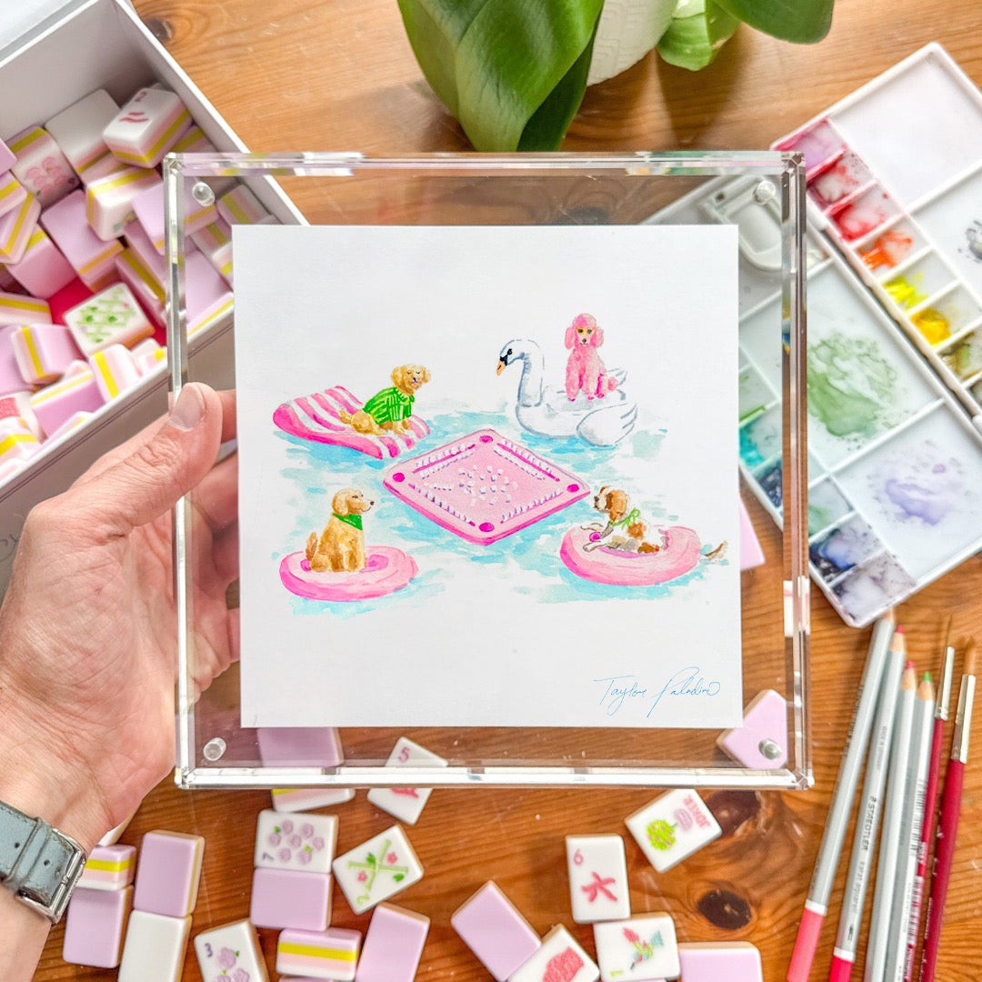 Dogs Playing Mahjong Pool Print