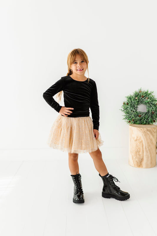 Black Velvet | Bow Back Long Sleeve Top