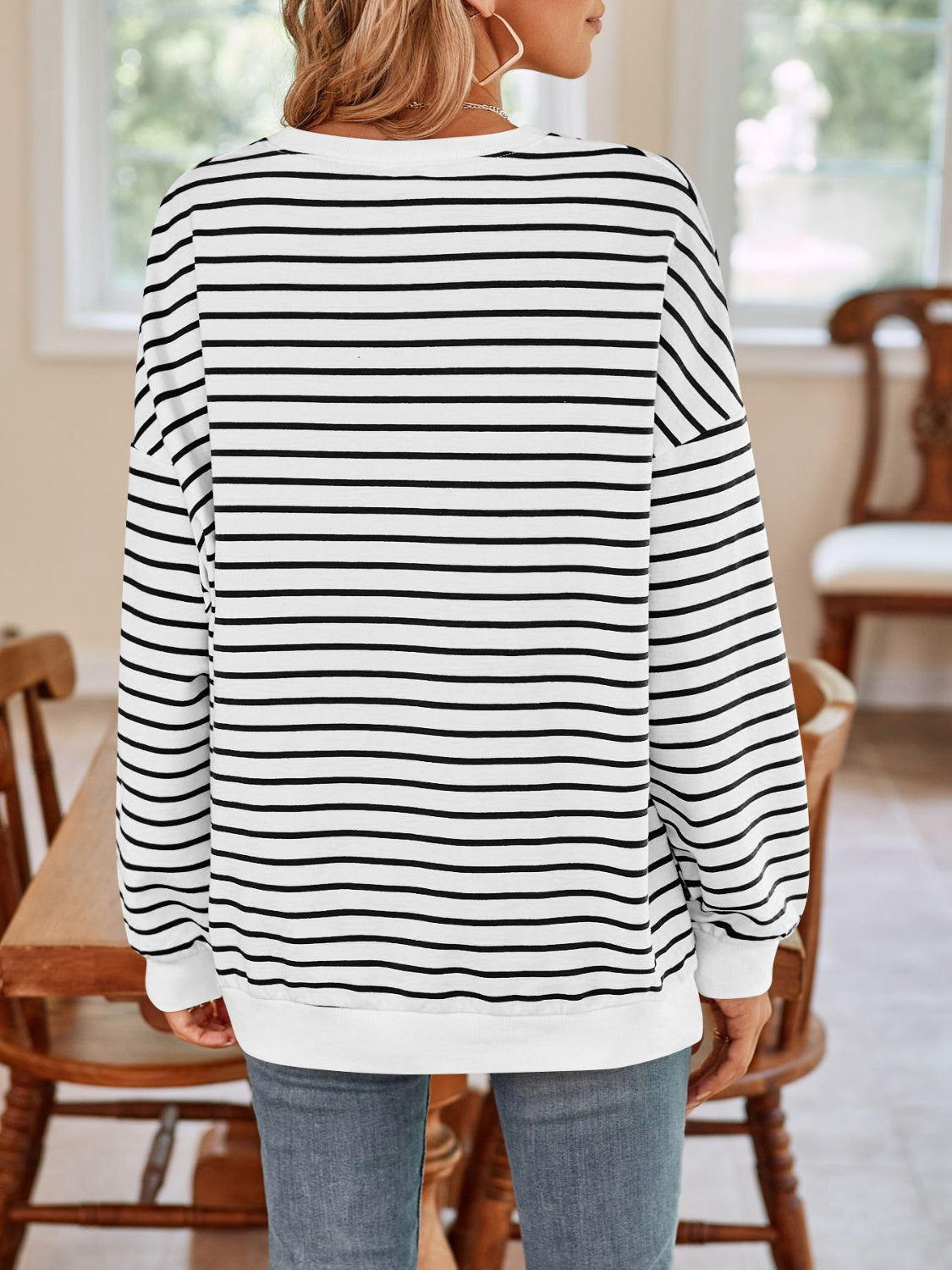 Simplee Striped Long Sleeve Sweatshirt