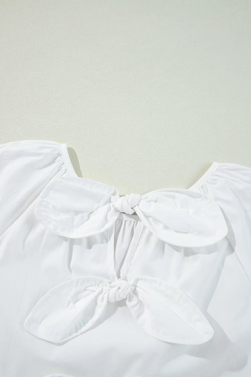 White Bow Three-Quarter Sleeve Blouse