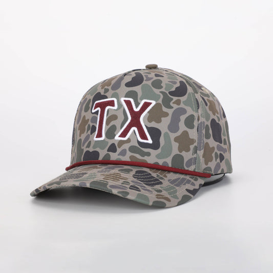 Texas / TX Hat in TexCamo™ & College Maroon