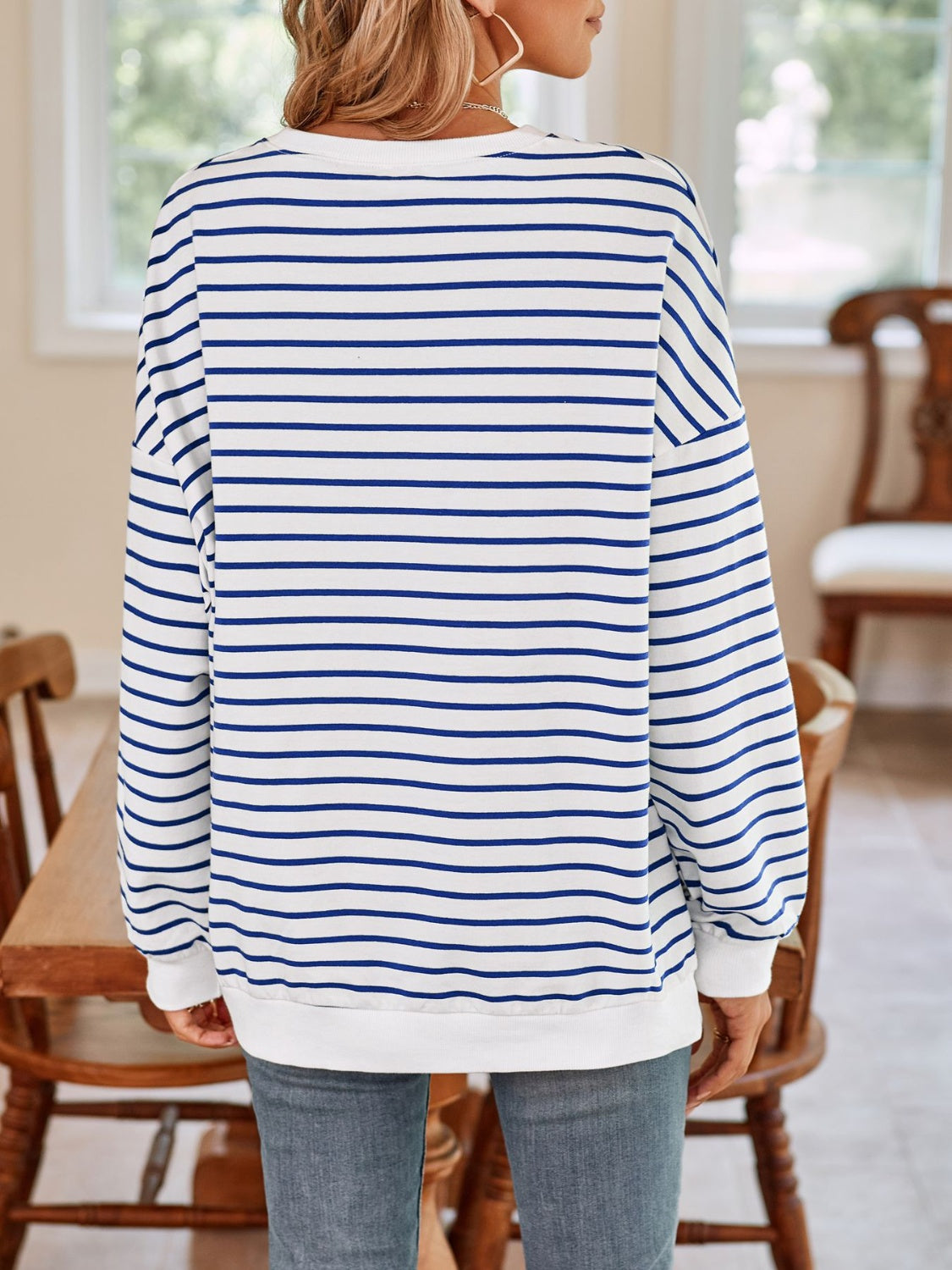 Simplee Striped Long Sleeve Sweatshirt