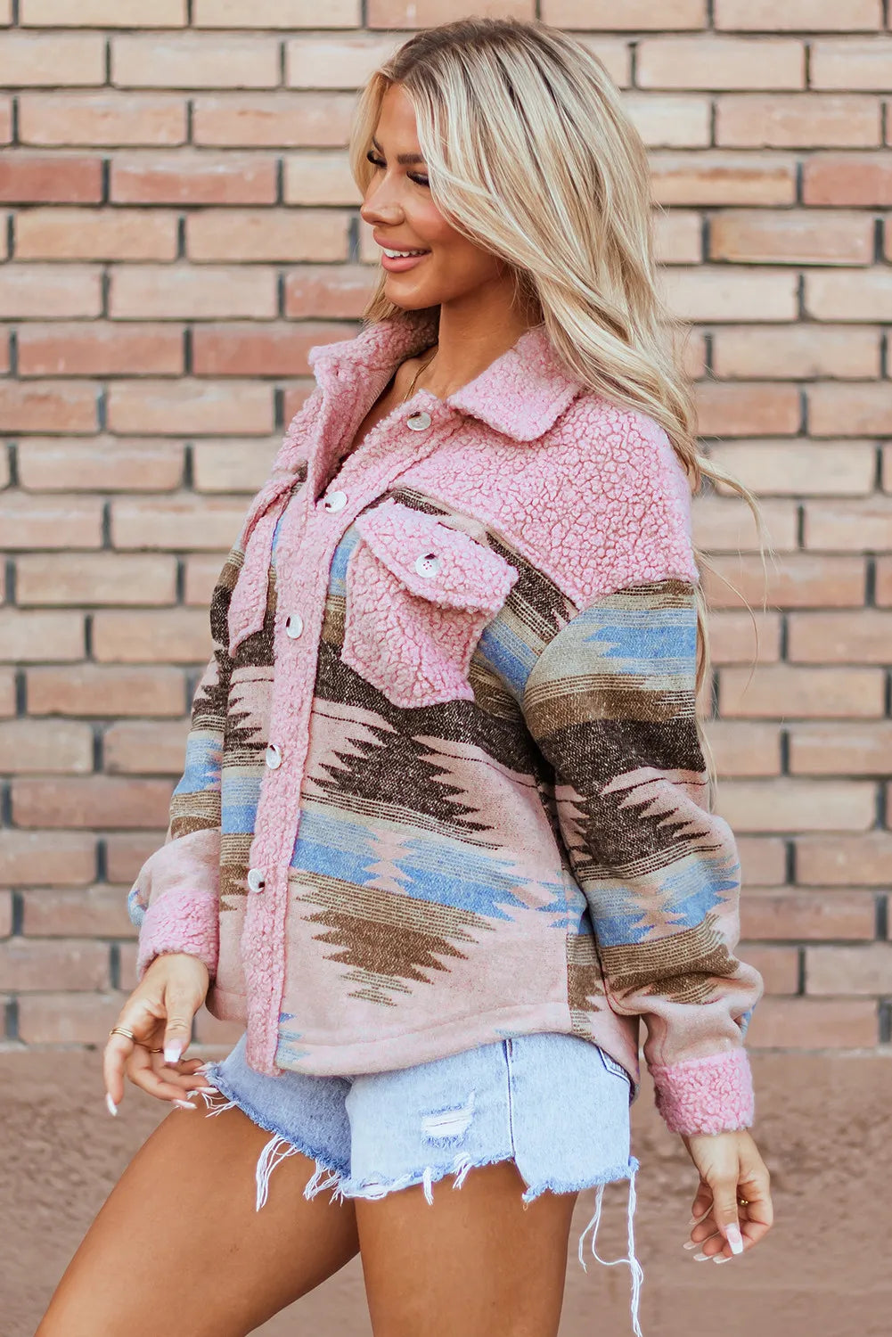 Western Print Fuzzy Jacket