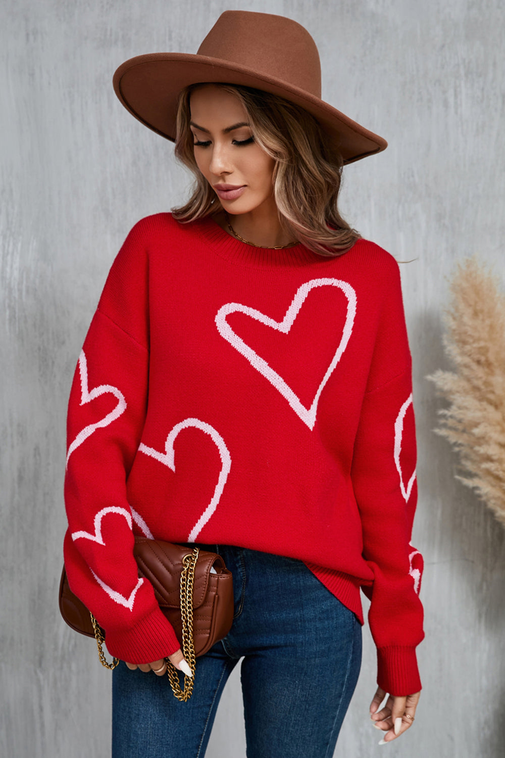 Heart Sweater - Red & White