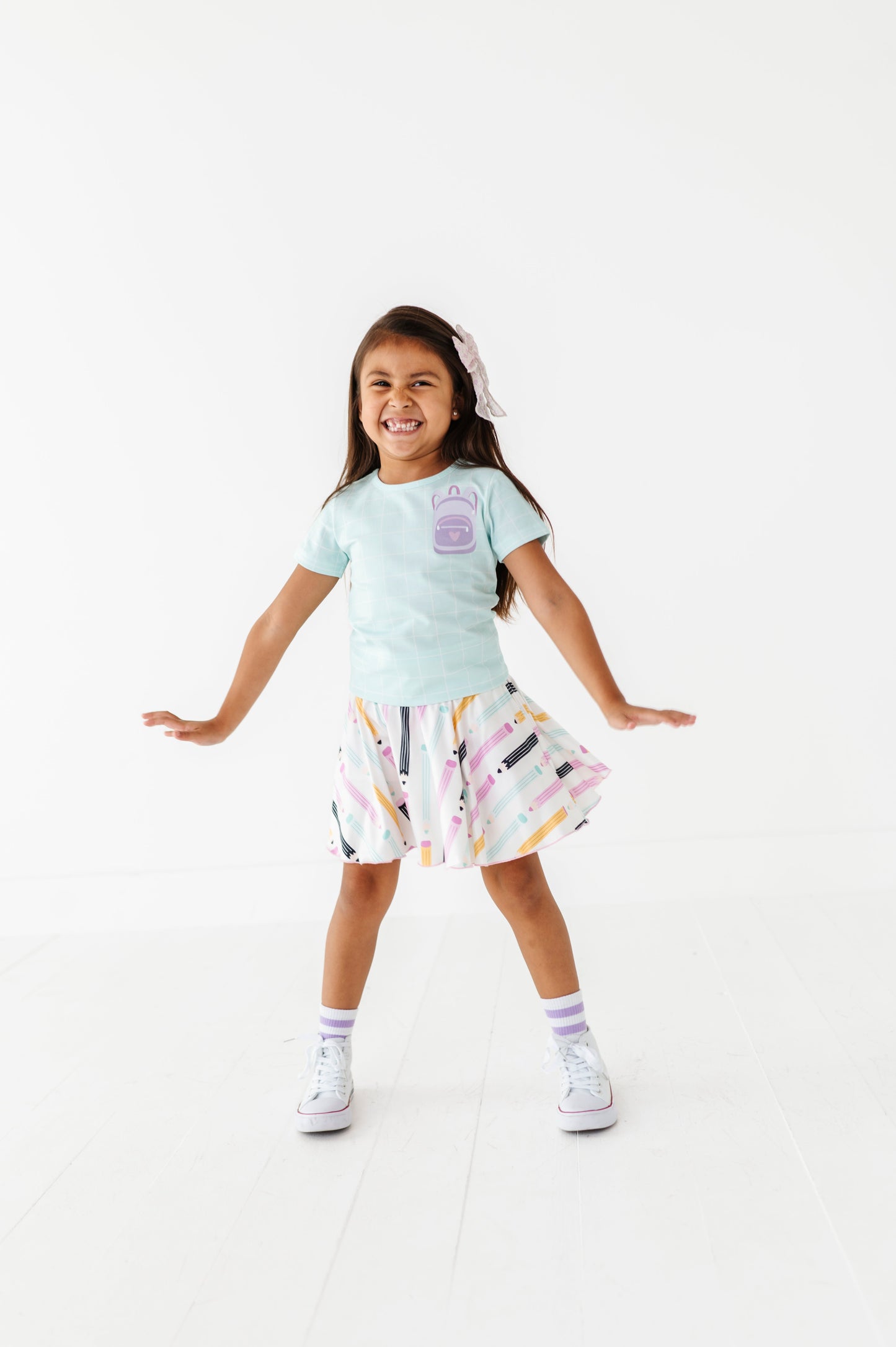 Purple Pocket Backpack Gridded Mint Teet