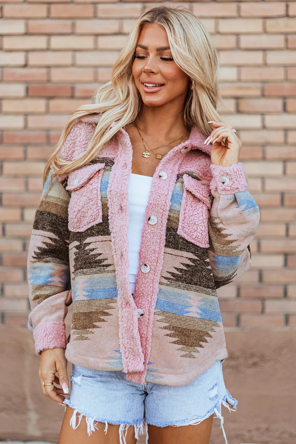 Western Print Fuzzy Jacket