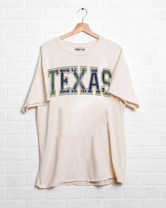 Texas Plaid Arch (Gold Outline) Off White Vintage T-Shirt