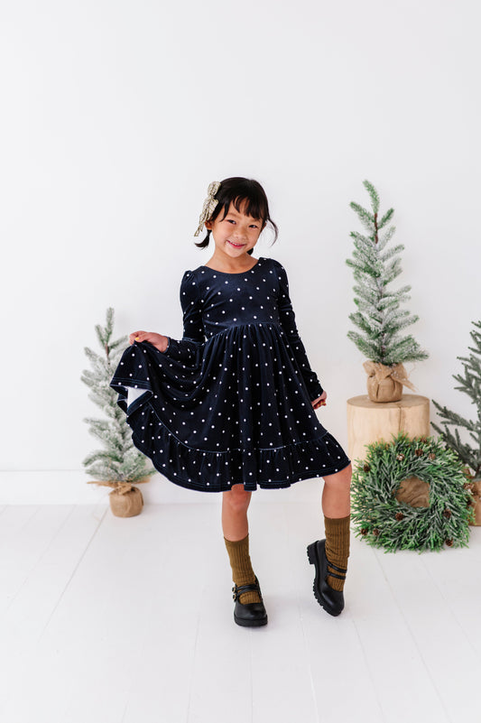Black Dottie | Velvet Bow Back Dress