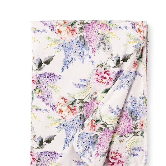 Watercolor Floral Soft Bamboo Stroller Blanket