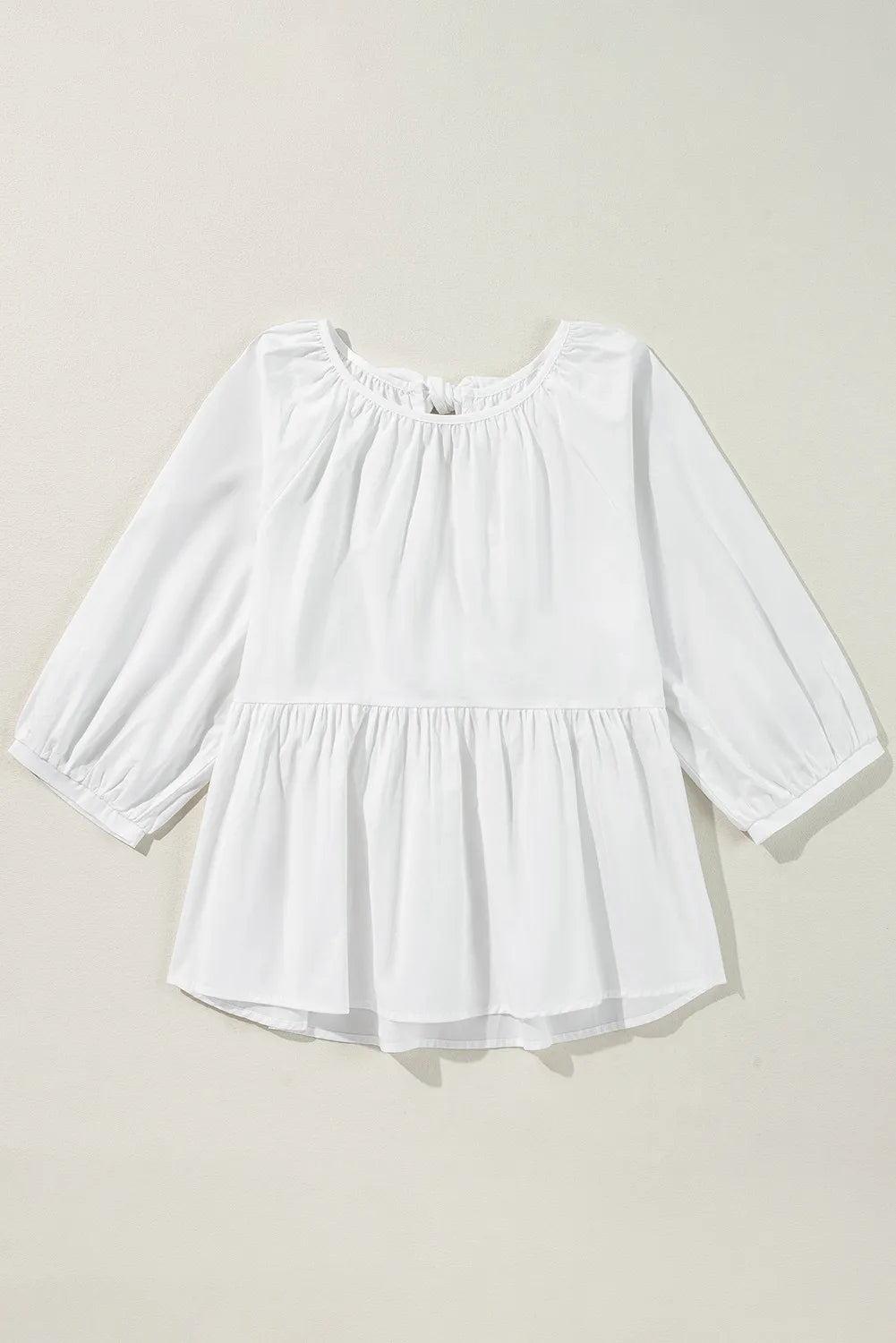 White Bow Three-Quarter Sleeve Blouse
