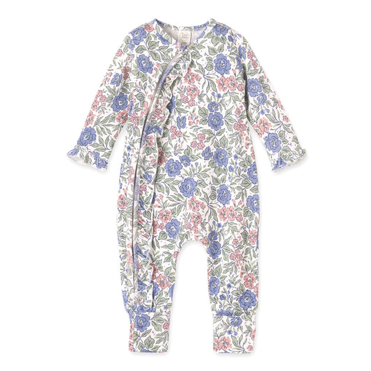Vintage Floral Zipper Romper - Soft Bamboo Baby