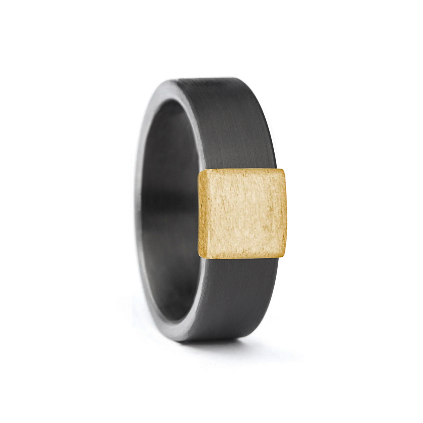 Gunmetal 7mm 14kt Yellow Gold Barrel Band
