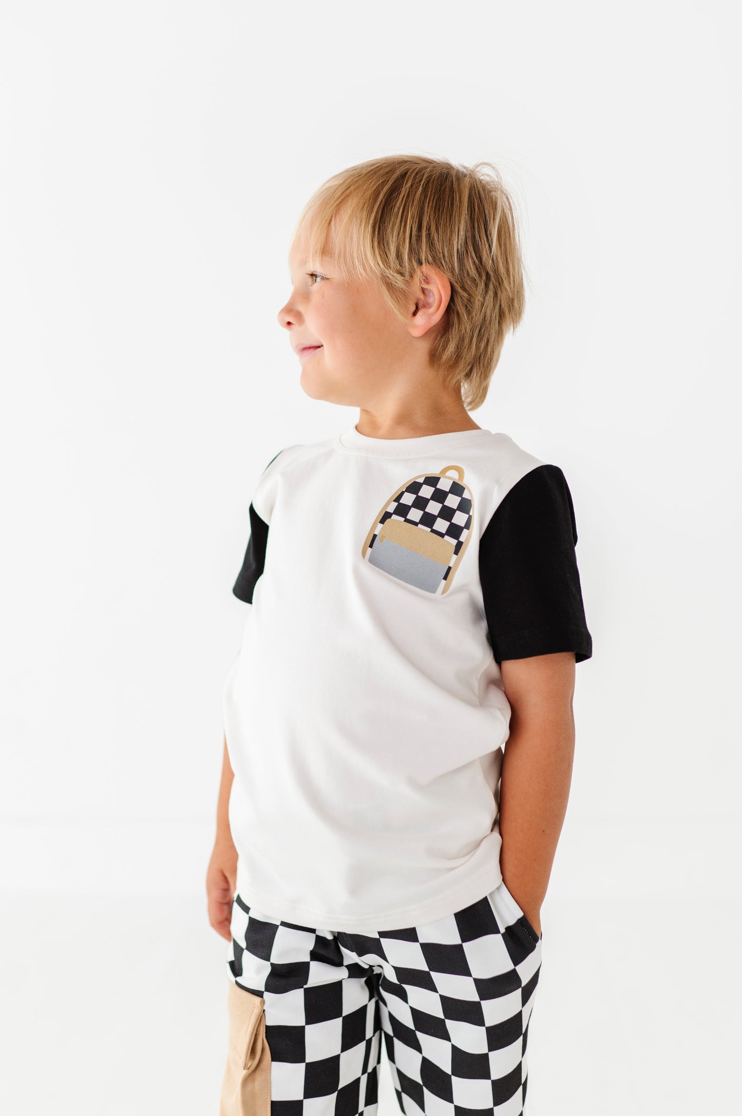 Boy Backpack Colorblock Tee(cool to be kind on back)