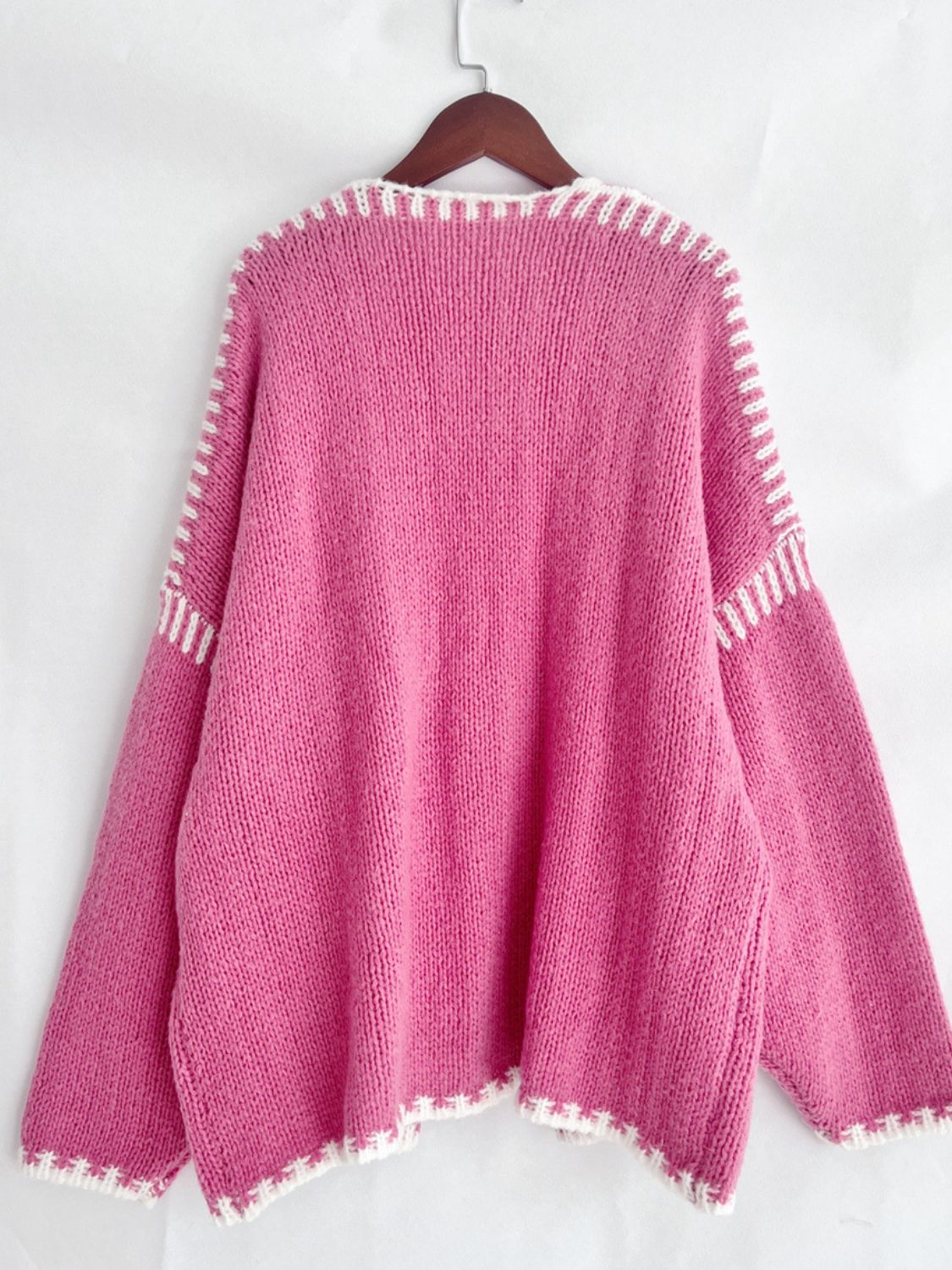 Double Take Stitched Open Front Cardigan