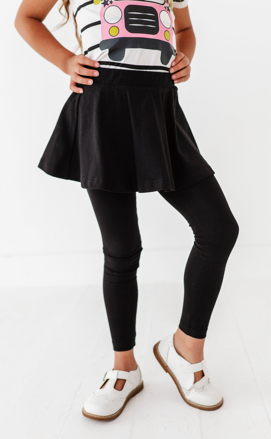 Black Skirted Slim Leggings