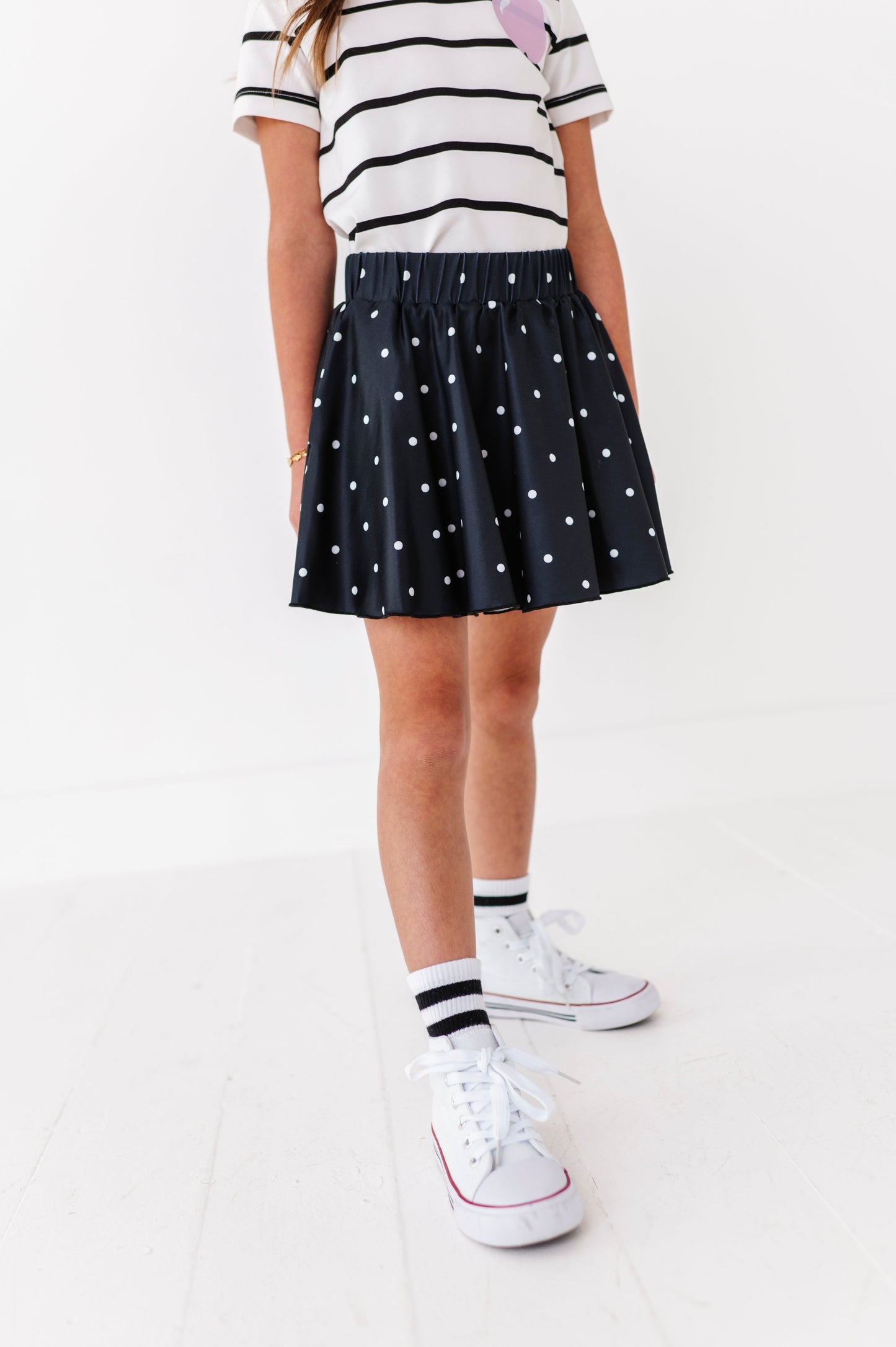 Black Dotty Spin Skort