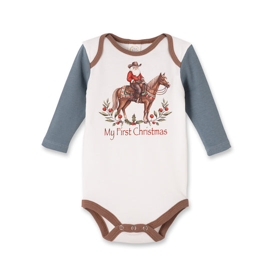 My First Christmas Cowboy Baby Bodysuit - Cotton Rib