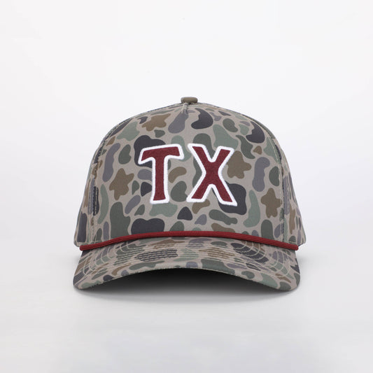 Texas / TX Hat in TexCamo™ & College Maroon