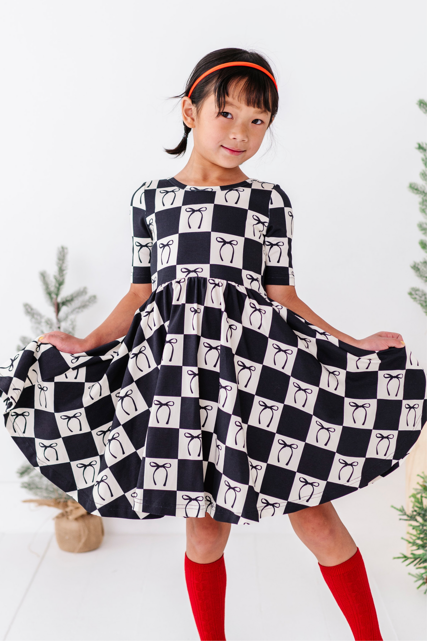 Checkered Bow | Scoop Back Dress