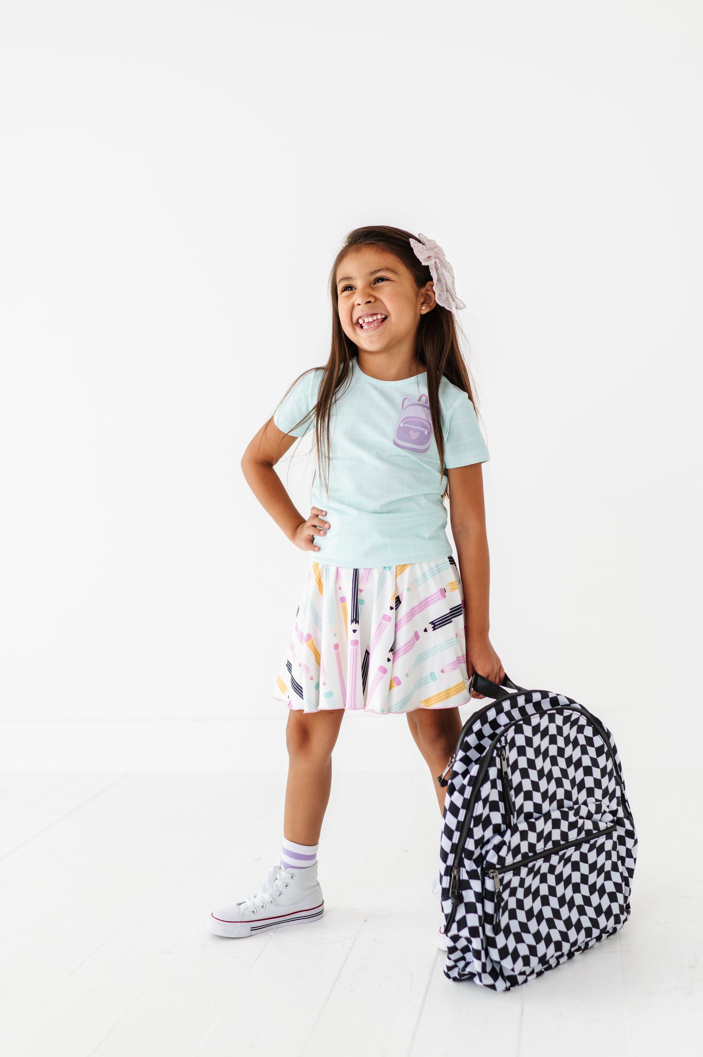 Purple Pocket Backpack Gridded Mint Teet