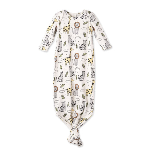 Safari Snuggles Bamboo Baby Knotted Gown Jungle Print
