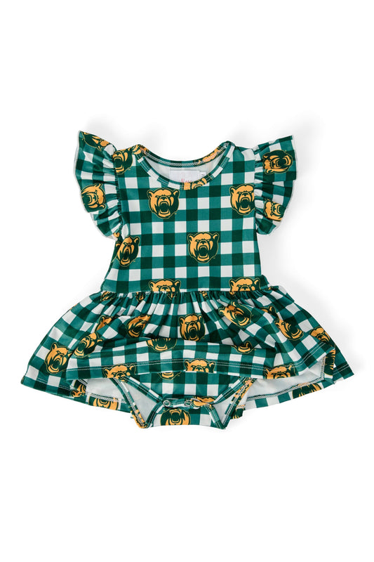 Baylor Plaid Bear Flutter Twirl Bodysuit