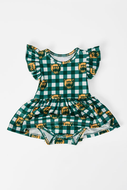 Baylor Plaid Bear Flutter Twirl Bodysuit