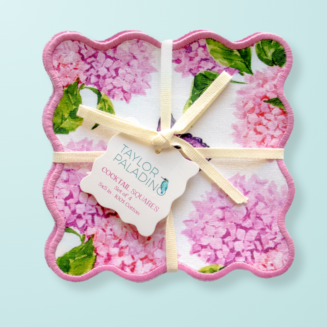 Pink and Purple Hydrangea Cocktail Squares