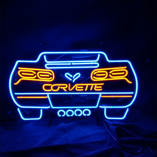 Corvette Blue Auto Car Neon Signs
