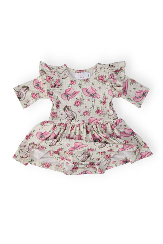 Cowgirl Cutie 3/4 Sleeve Flutter Twirl Bodysuit