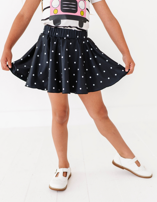 Black Dotty Spin Skort