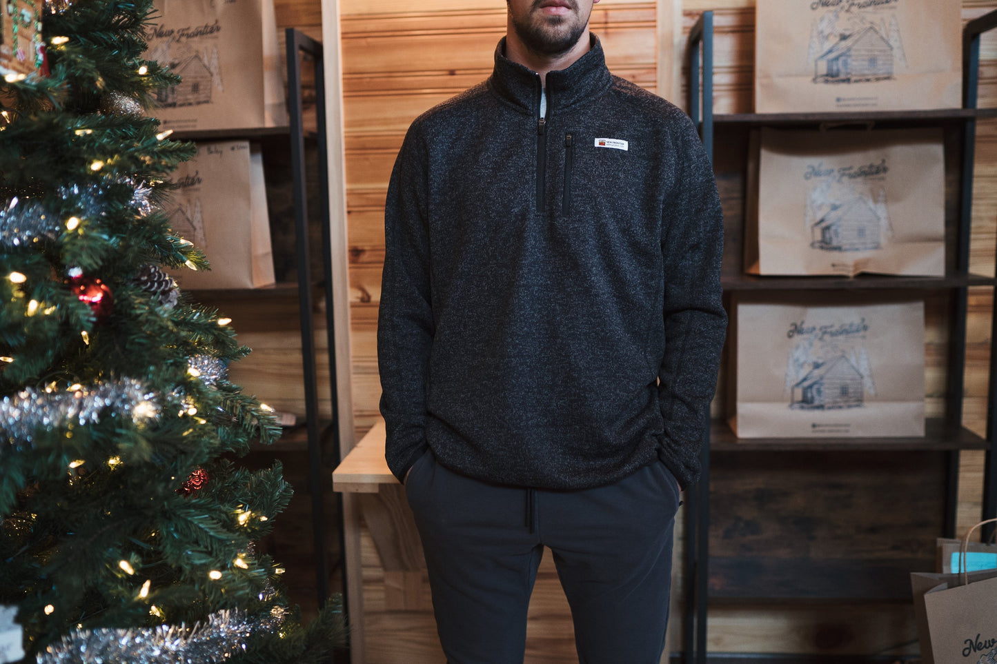Men's Premium Pullover - 1/4 Zip (Pepper)