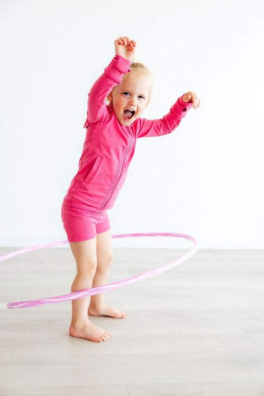 Fuchsia Flash Full-Zip Ruffle Active Jacket