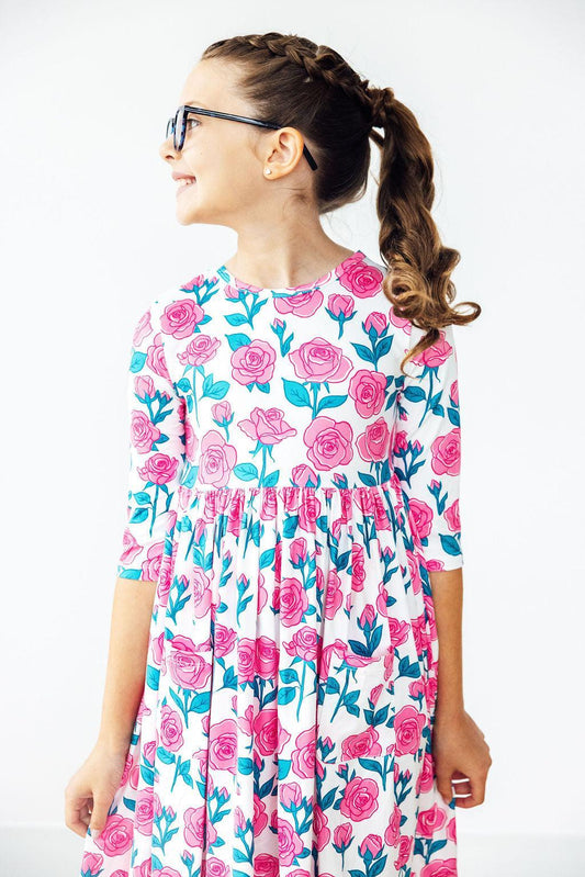 Garden Glow 3/4 Sleeve Pocket Twirl Dress