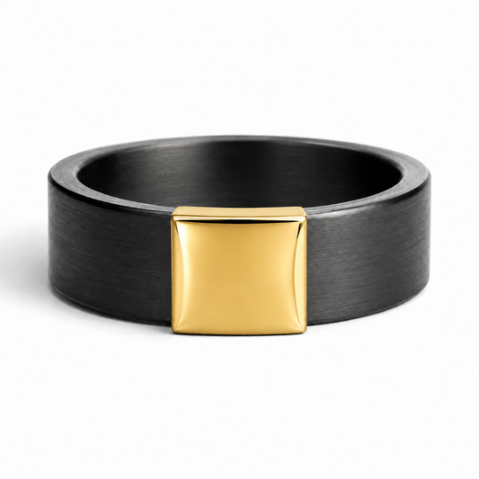 Gunmetal 7mm 14kt Yellow Gold Barrel Band