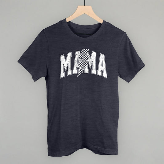 Mama Checkered Lightning Bolt Distressed