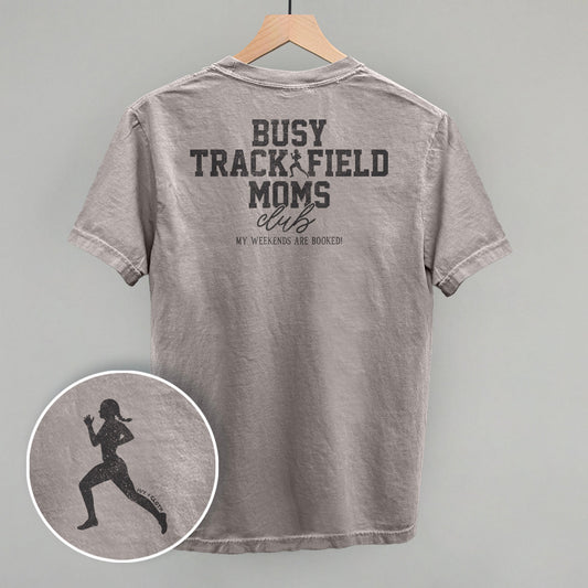 Busy Track And Field Moms Club (Back Print)