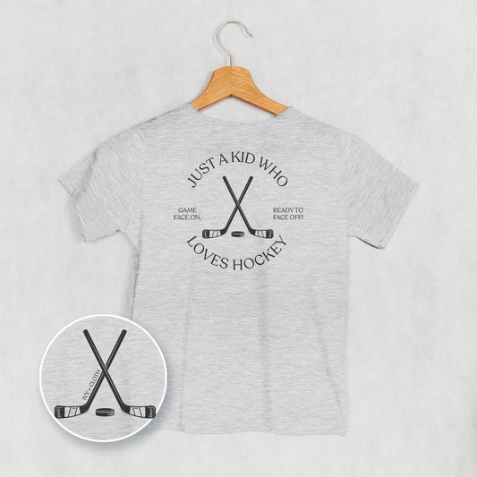 Just A Kid Who Loves Hockey (Kids Back Print)